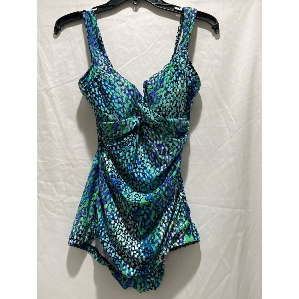 ROSE MARIE REID WOMENS SWIMSUIT DRAPE TUMMY CONTROL LINED SIZE 10